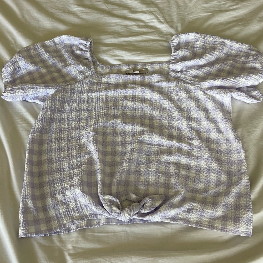 XL Purple Tie Front Top